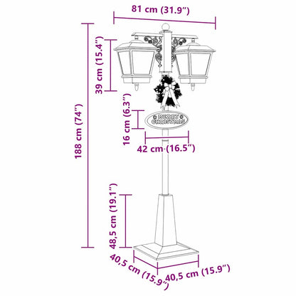 Weihnachtsstraßenlampe mit 2 Laternen Rot 40,5 x 80 x 188 cm