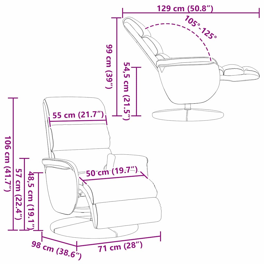 Liegestuhl Weiß 98 x 71 x 106 cm PU