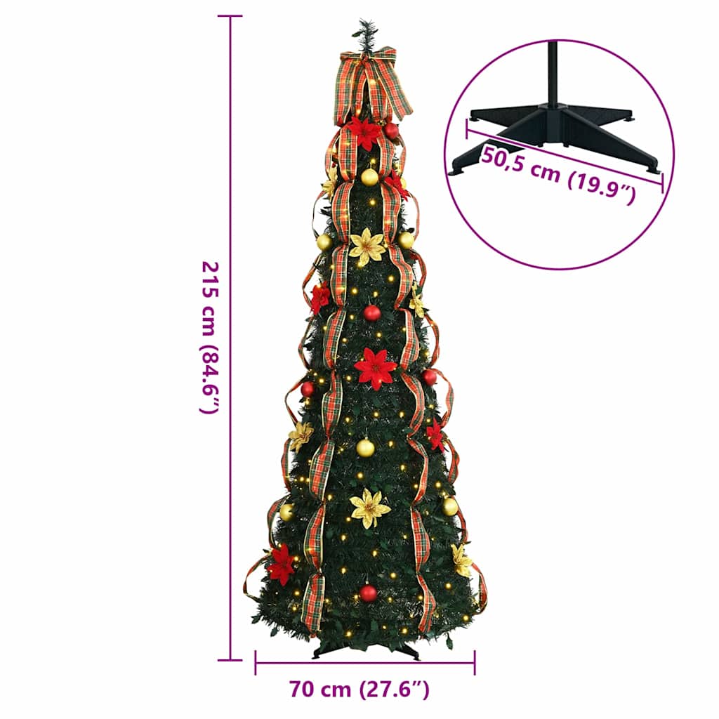 Künstlicher Weihnachtsbaum mit 200 LEDs Grün 210 cm PVC