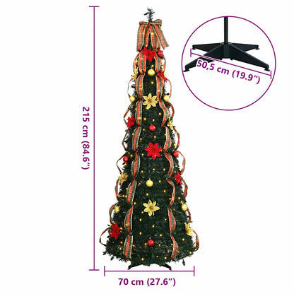 Künstlicher Weihnachtsbaum mit 200 LEDs Grün 210 cm PVC