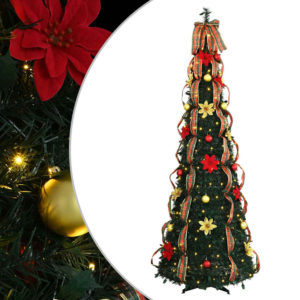 Künstlicher Weihnachtsbaum mit 200 LEDs Grün 210 cm PVC