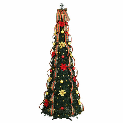 Künstlicher Weihnachtsbaum mit 200 LEDs Grün 210 cm PVC