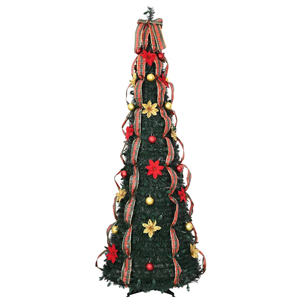 Künstlicher Weihnachtsbaum mit 200 LEDs Grün 210 cm PVC