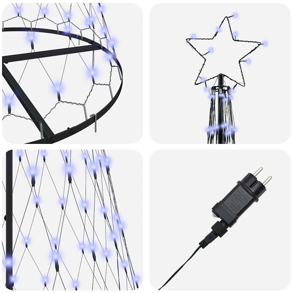 LED-Weihnachtsbaum mit 290 LEDs Blau 100 x 100 x 250 cm Metall