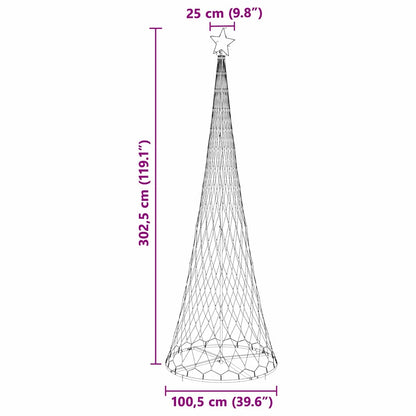 LED-Weihnachtsbaum Kaltweiß 100,5 x 100,5 x 302,5 cm Metall
