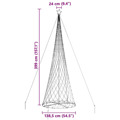 LED-Weihnachtsbaum Mehrfarbig 138,5 x 138,5 x 399 cm Metall