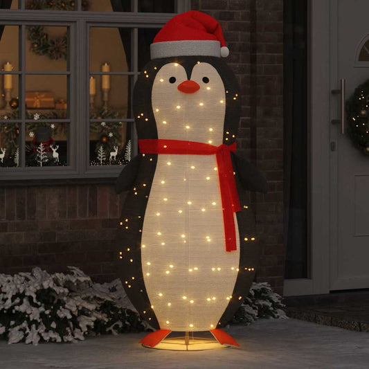 Schnee-Pinguin Figur Warmes Weiß 78 x 88 x 180 cm Stoff