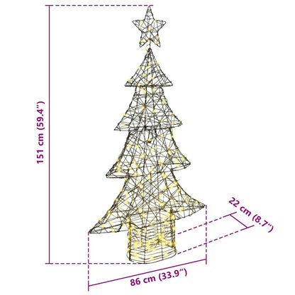 Weihnachtsbaum mit 160 LEDs Warmweiß 150 cm Rattan