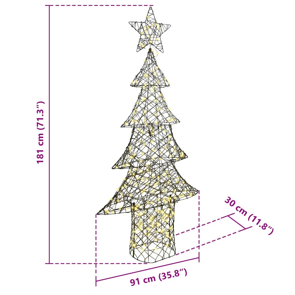 Weihnachtsbaum mit 240 LEDs Warmweiß 180 cm Rattan