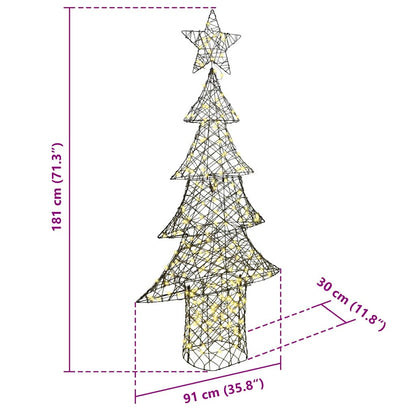 Weihnachtsbaum mit 240 LEDs Warmweiß 180 cm Rattan