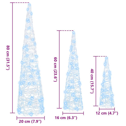 Weihnachtsbaum mit 90 LEDs 3 pcs Kaltweiß 20 x 20 x 80 cm Acryl