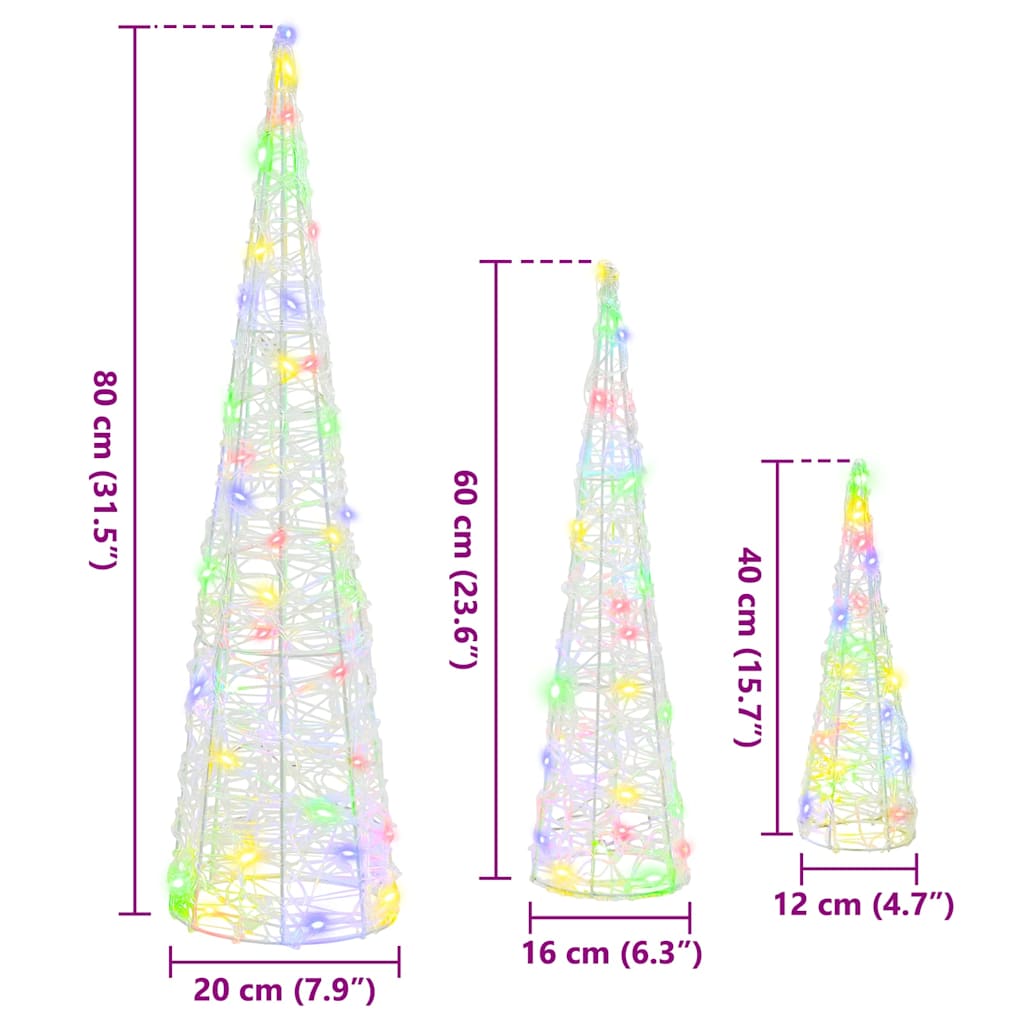 Weihnachtsbaum 3 pcs Mehrfarbig 20 x 20 x 80 cm Acryl