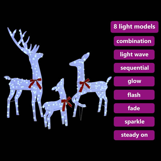 Rentierfamilie 3 pcs Kaltweiß 68 x 26 x 127 cm Stoff