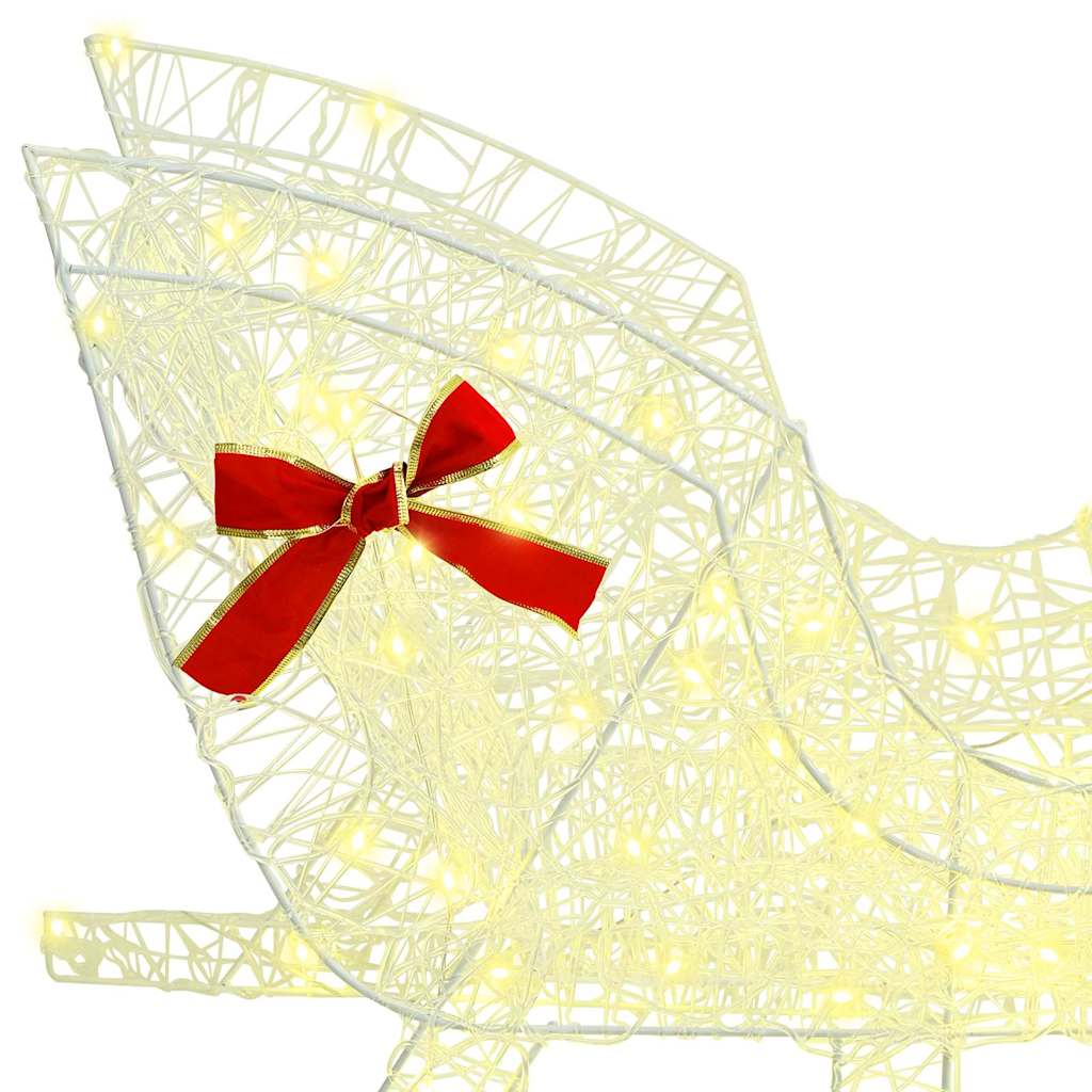 Rentier Zieh Schlitten Warmweiß 70 x 26 x 128,5 cm Acryl