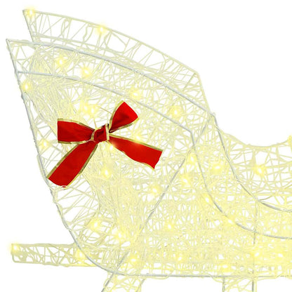 Rentier Zieh Schlitten Warmweiß 70 x 26 x 128,5 cm Acryl