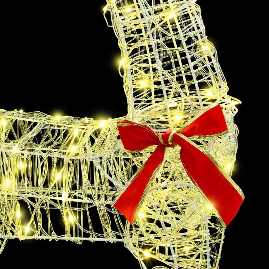 Rentier Zieh Schlitten Warmweiß 70 x 26 x 128,5 cm Acryl