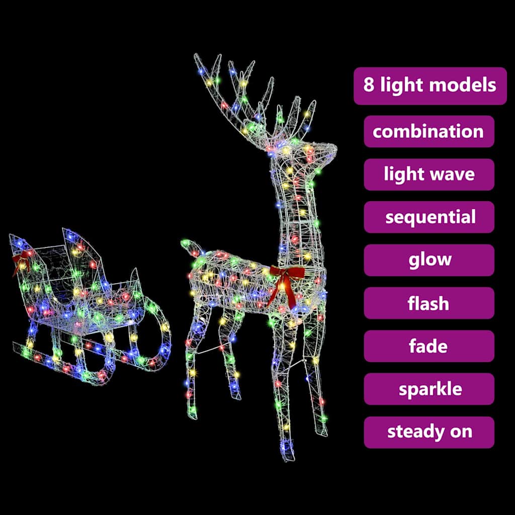 Rentier Zieh Schlitten Bunt 70 x 26 x 128,5 cm Acryl