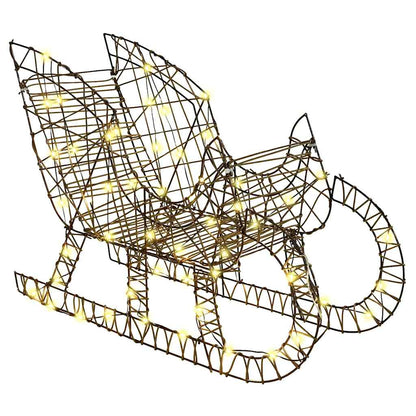 Rentier Zieh Schlitten Warmweiß 70 x 26 x 128,5 cm Rattan