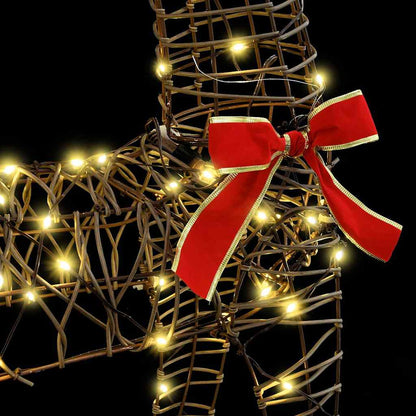 Rentier Zieh Schlitten Warmweiß 70 x 26 x 128,5 cm Rattan