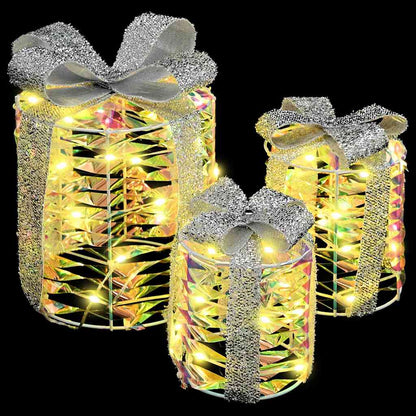 Geschenkbox Dekoration 3 pcs Warmweiß 20 x 20 x 20 cm PET