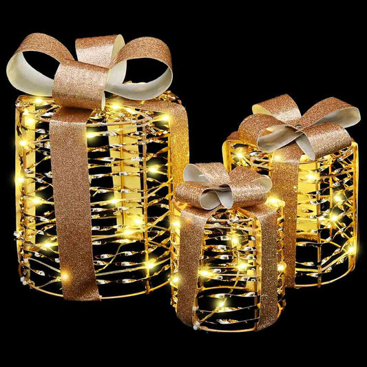 Geschenkbox Dekoration 3 pcs Warmweiß 20 x 20 x 20 cm PET