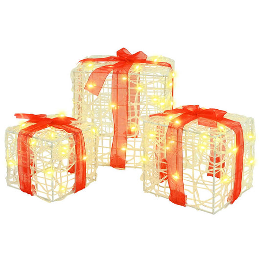 Geschenkbox mit 60 LEDs 3 pcs Warmweiß 20 x 20 x 20 cm Acryl