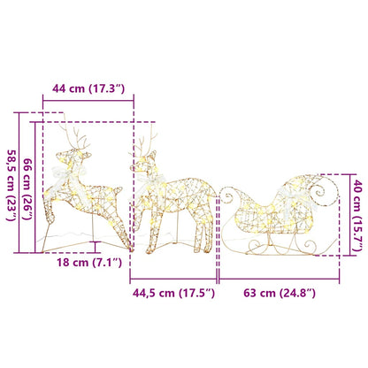LED Rentiere mit 60 LEDs 3 pcs Warmes Weiß PET