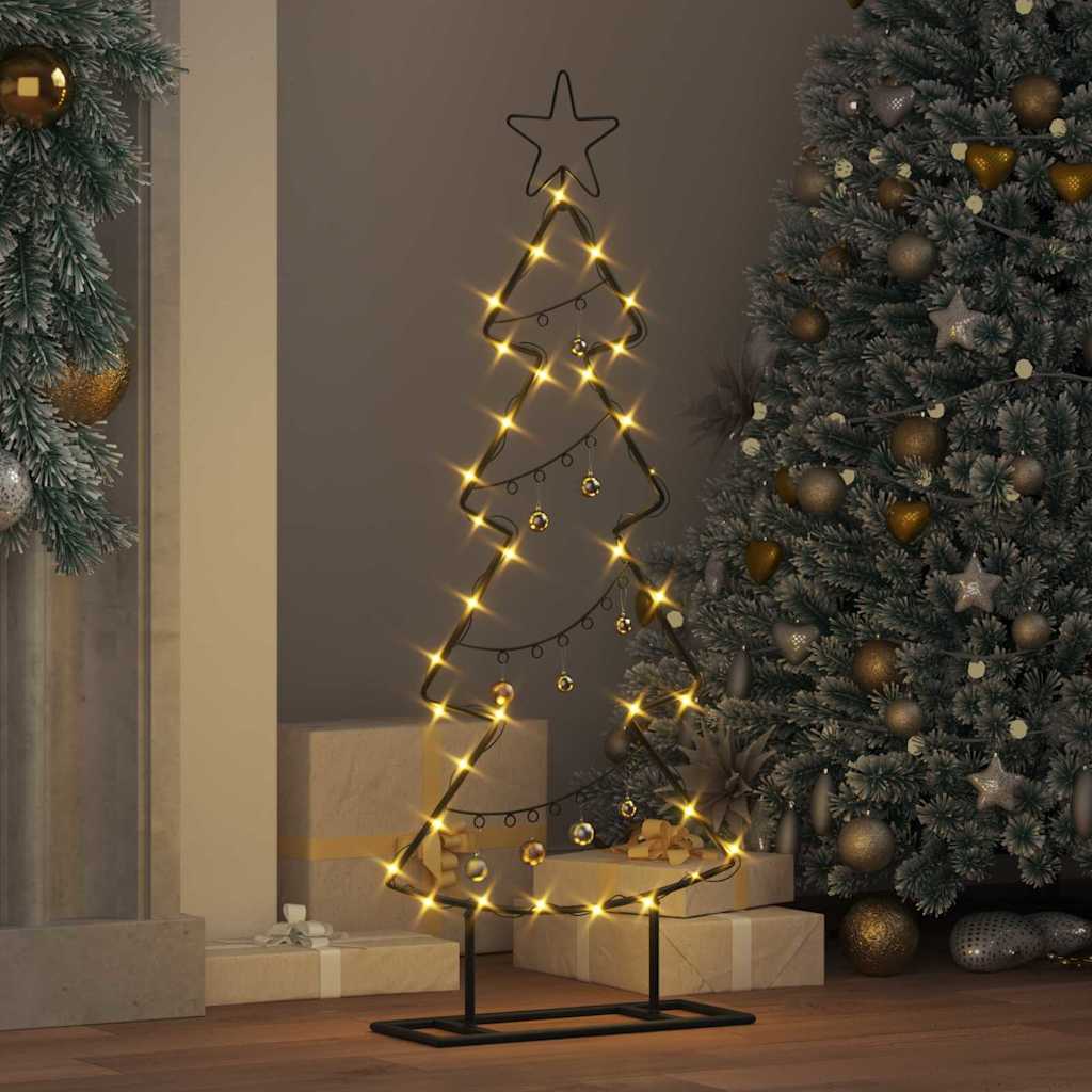 Metall Weihnachtsbaum mit Ständer Schwarz 90 cm Stahl