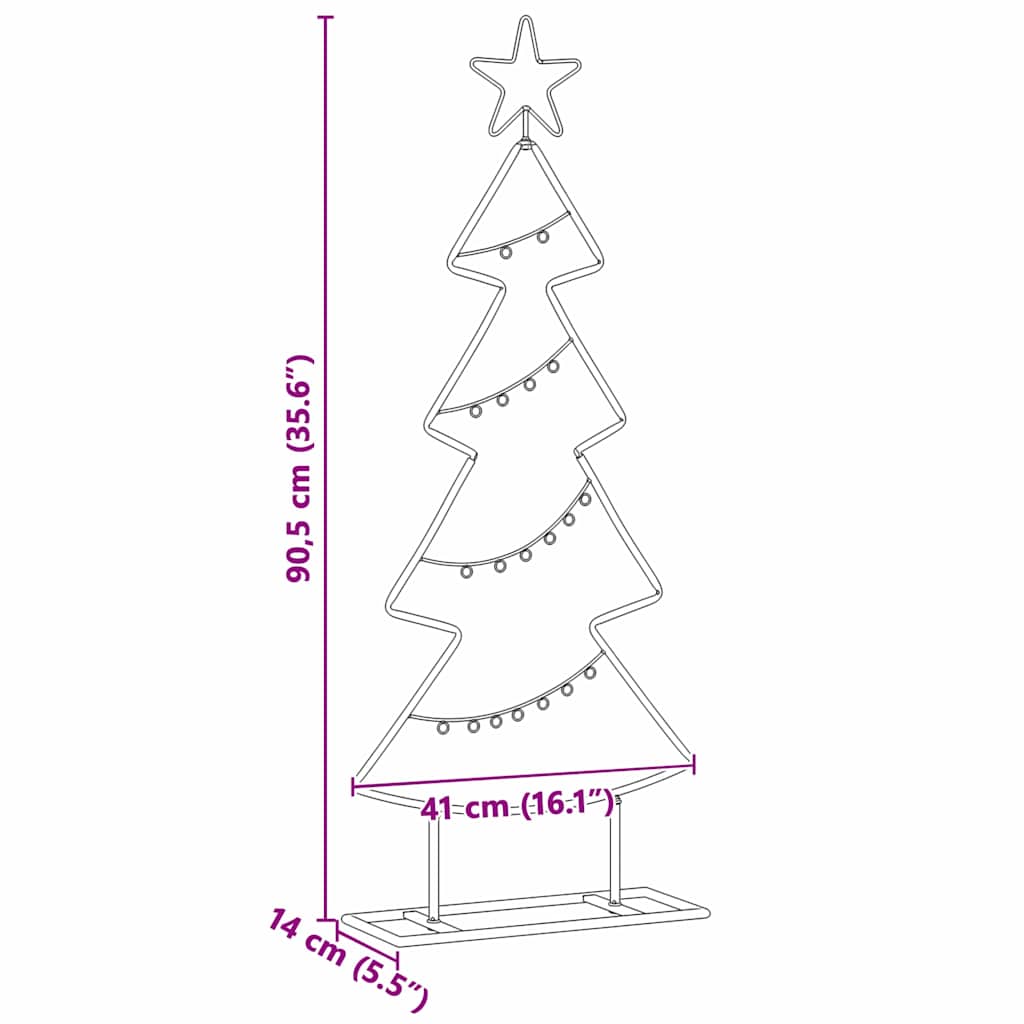 Metall Weihnachtsbaum mit Ständer Schwarz 90 cm Stahl