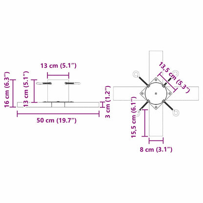 Weihnachtsbaumständer Rot 50 x 50 x 16 cm Massives Kiefernholz