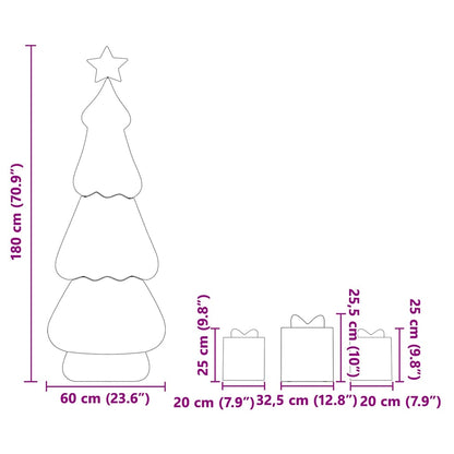 Beleuchteter Weihnachtsbaum mit 3 Geschenkboxen 2D Warm Weiß