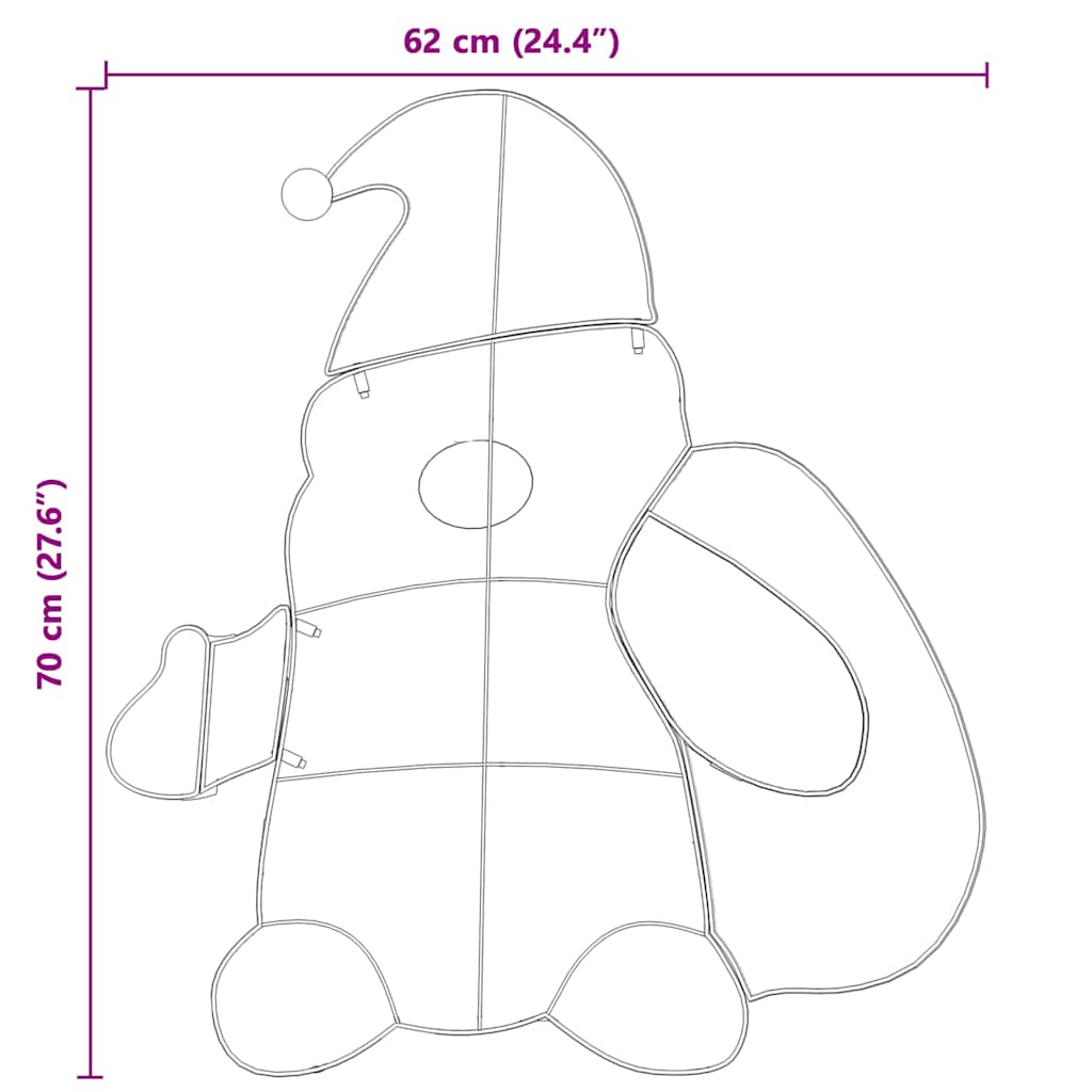 Beleuchteter Weihnachtsmann Warmes Weiß 62 x 70 cm Lamé-Stoff