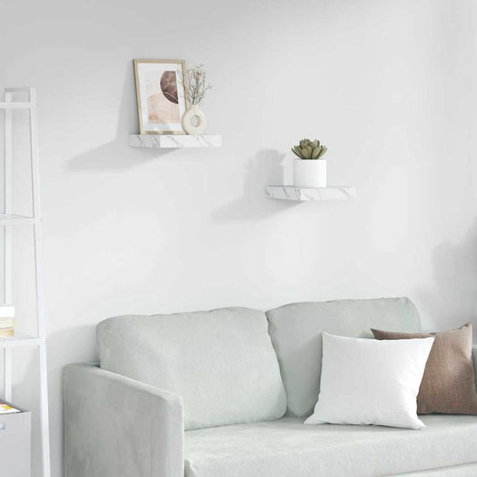 Wandregal 2 pcs Weiß Marmor 23 x 23,5 x 4 cm Holzwerkstoff