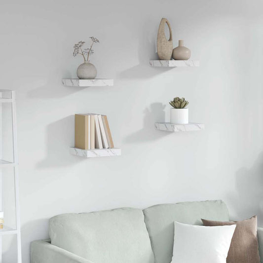 Wandregal 4 pcs Weiß Marmor 23 x 23,5 x 4 cm Holzwerkstoff