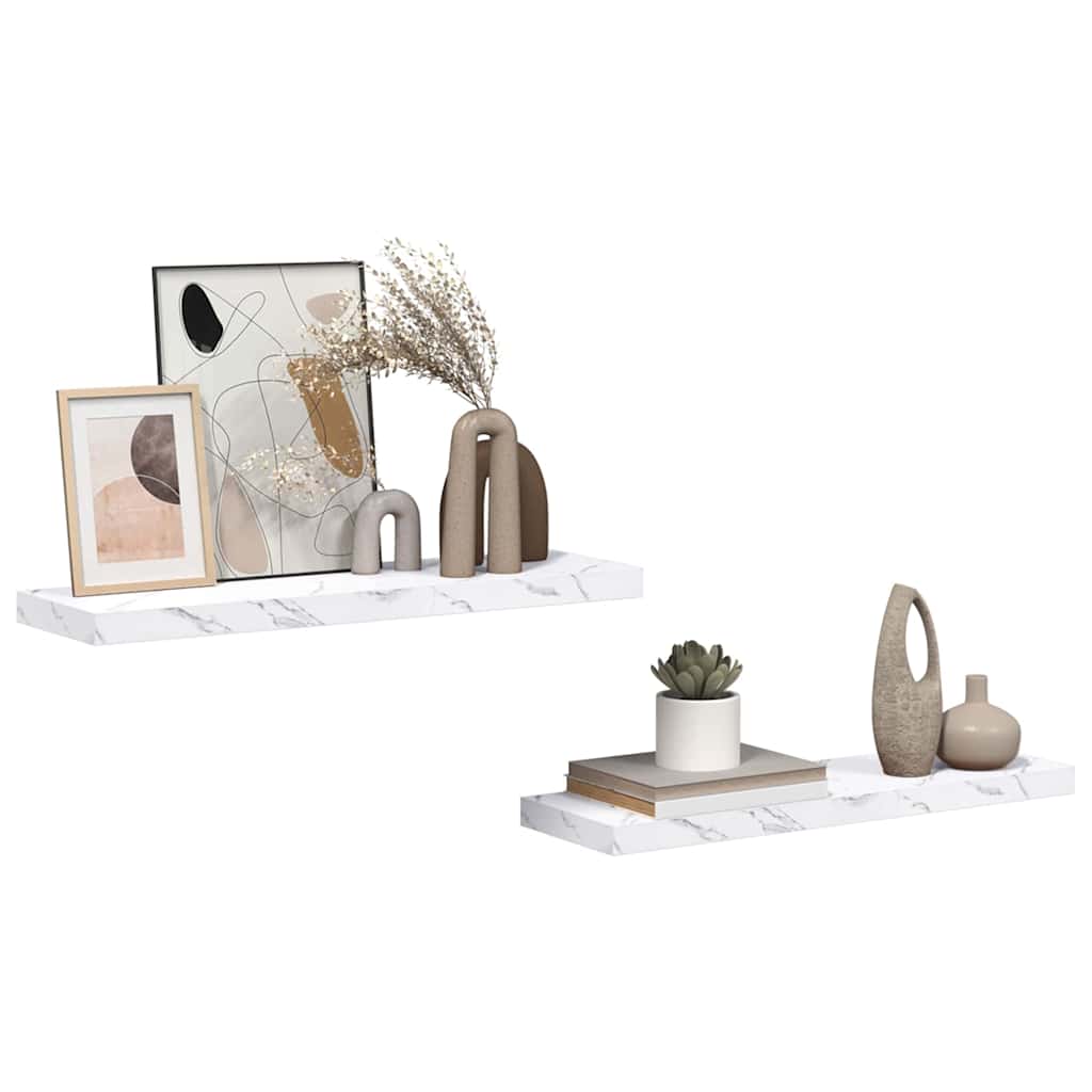 Wandregal 2 pcs Weiß Marmor 80 x 23,5 x 4 cm Holzwerkstoff