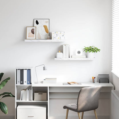 Wandregal 2 pcs Weiß Marmor 80 x 23,5 x 4 cm Holzwerkstoff