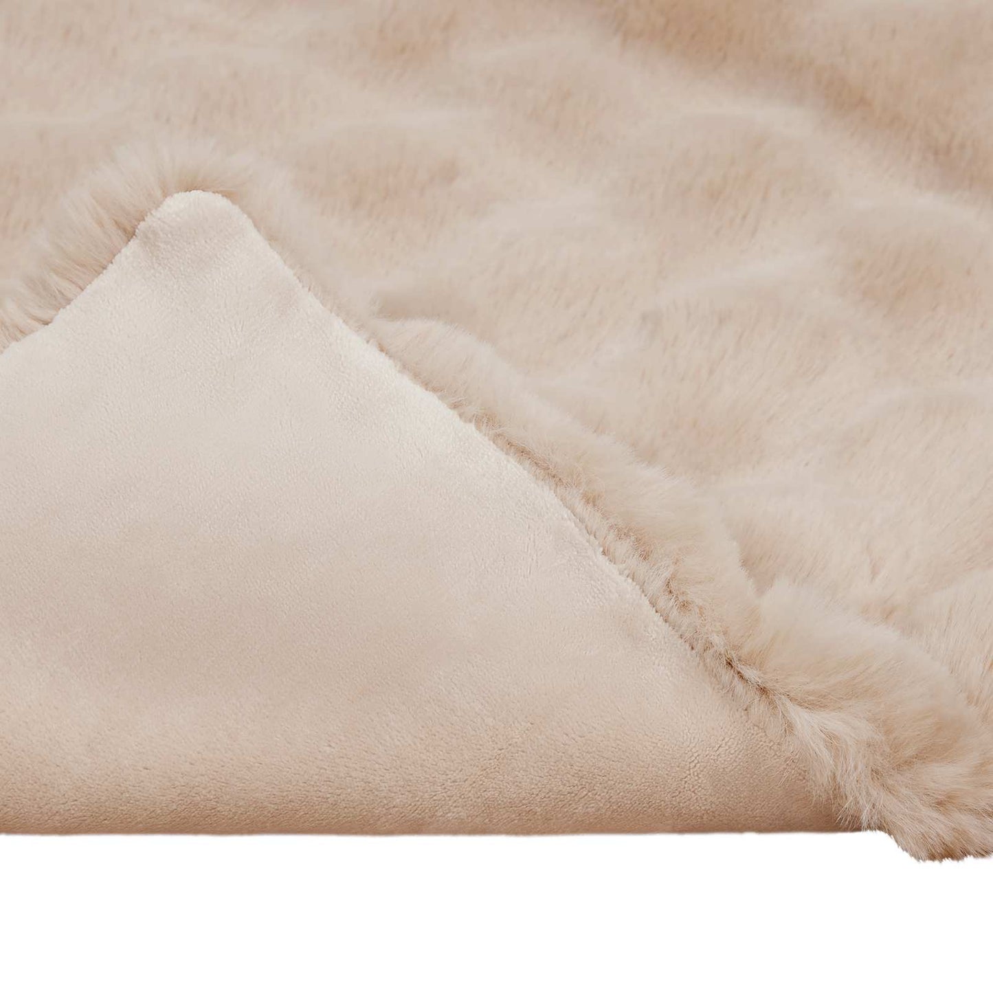 Kunstfell Kaninchenfell Decke Beige 240 x 270 cm Polyester