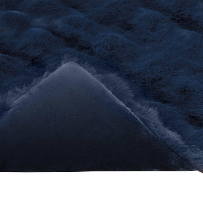 Kunstfell Kaninchenfell Decke Marineblau 220 x 240 cm Polyester