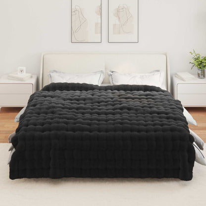 Kunstfell Kaninchenfell Decke Schwarz 220 x 240 cm Polyester