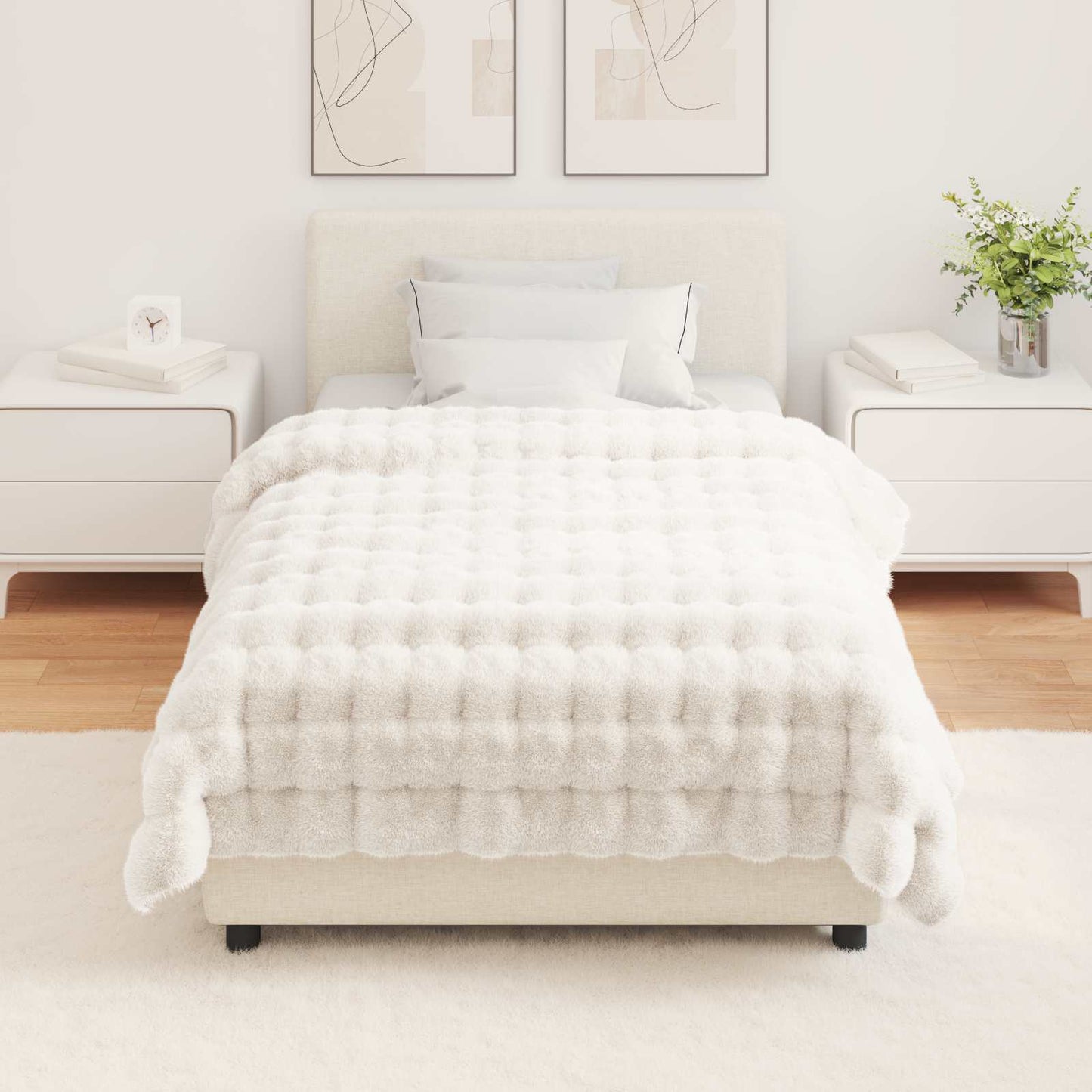 Kunstfell Kaninchenfell Decke 4 pcs Weiß 130 x 150 cm Polyester