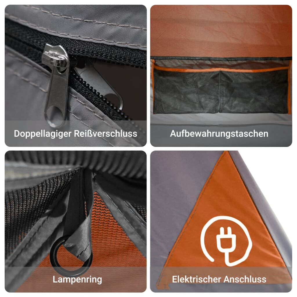 Campingzelt mit Vorzelt 4 Personen Orange Wasserdicht