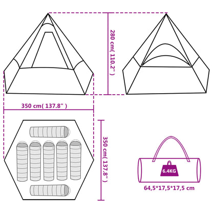 Tipi-Campingzelt 7 Personen Grün Wasserdicht