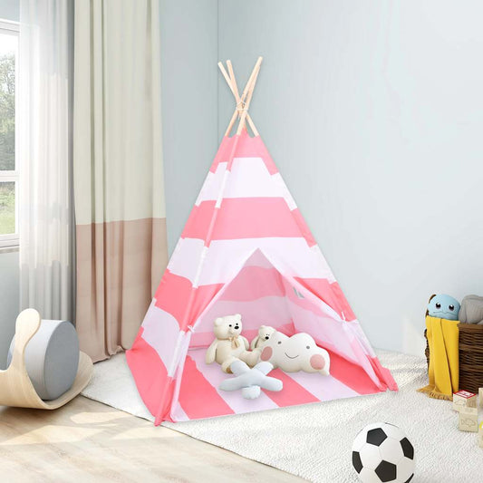 Kinder Tipi-Zelt Tasche Pfirsichhaut Gestreift 120x120x150 cm