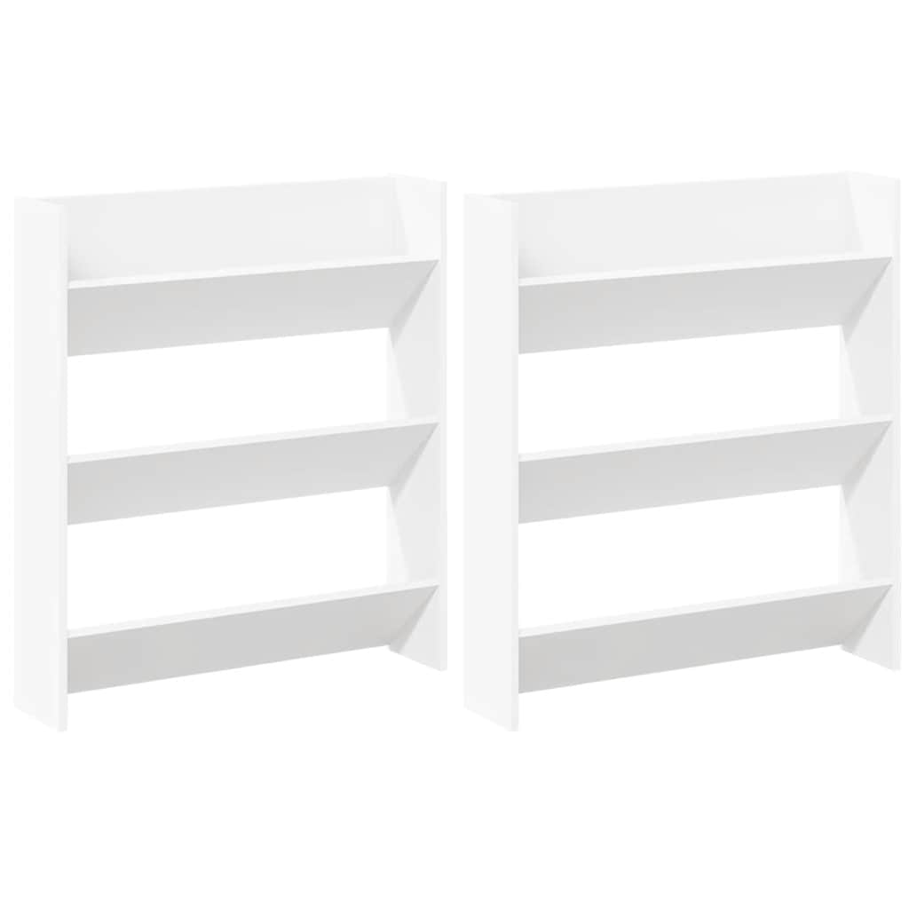 Wand-Schuhschränke 2 Stk. Weiß 80x18x90 cm Holzwerkstoff