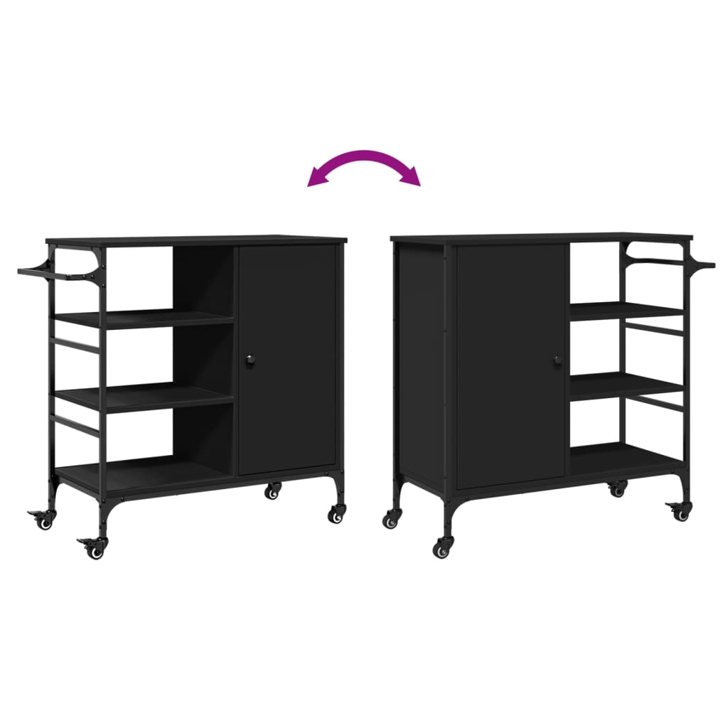 Küchenwagen Schwarz 87,5x38,5x84,5 cm Holzwerkstoff