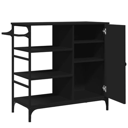 Küchenwagen Schwarz 87,5x38,5x84,5 cm Holzwerkstoff