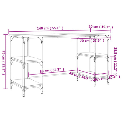 Schreibtisch Sonoma-Eiche 140x50x75 cm Metall Holzwerkstoff