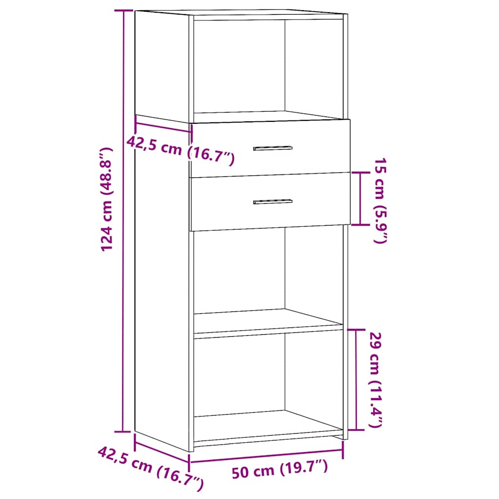 Highboard Grau Sonoma 50x42,5x124 cm Holzwerkstoff
