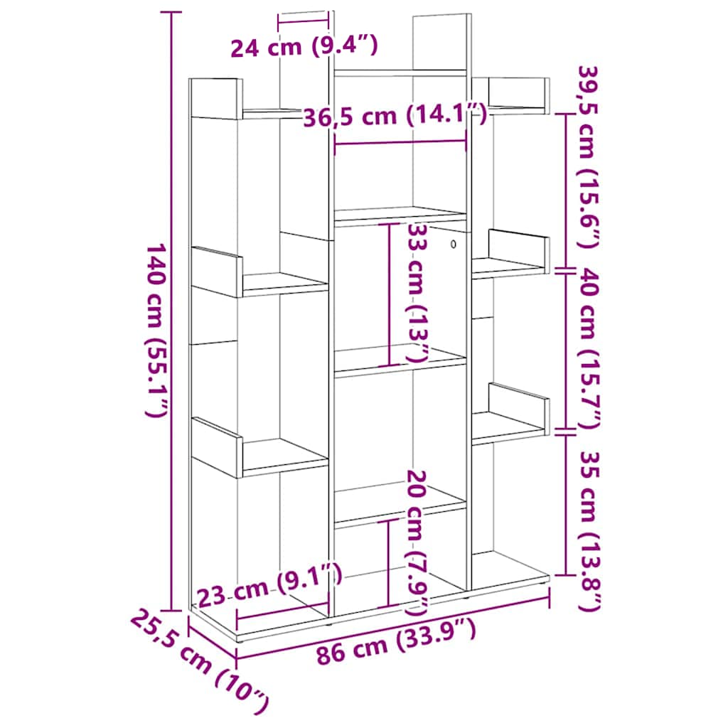 Bücherregal Altholz-Optik 86x25,5x140 cm Holzwerkstoff