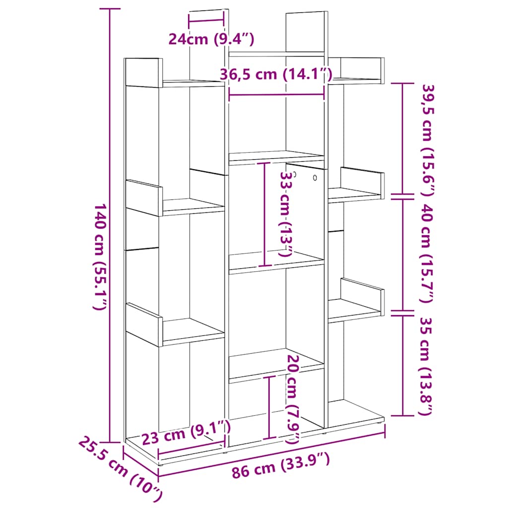 Bücherregal Artisan-Eiche 86x25,5x140 cm Holzwerkstoff